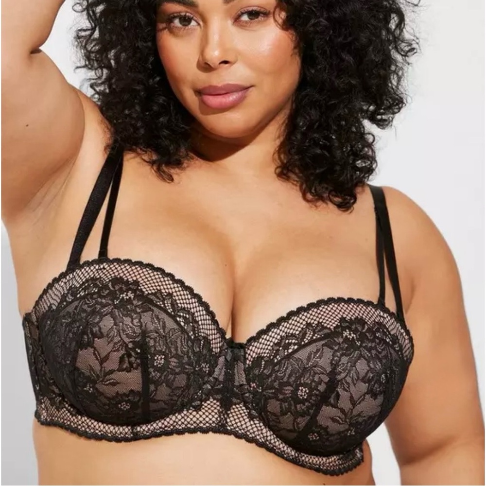 Torrid Strapless Push-Up Fleur Lace Straight Back Bra Size 40D